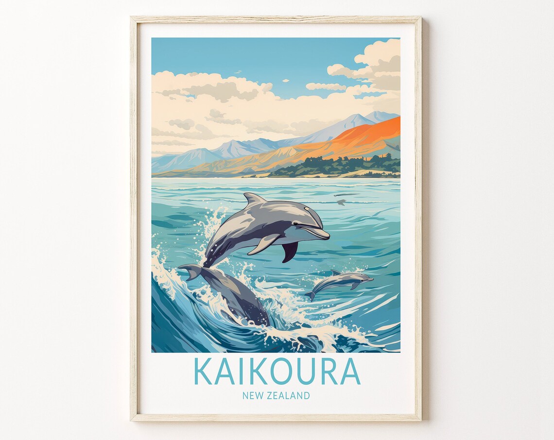 Kaikoura New Zealand Travel Poster, Wall Art Print