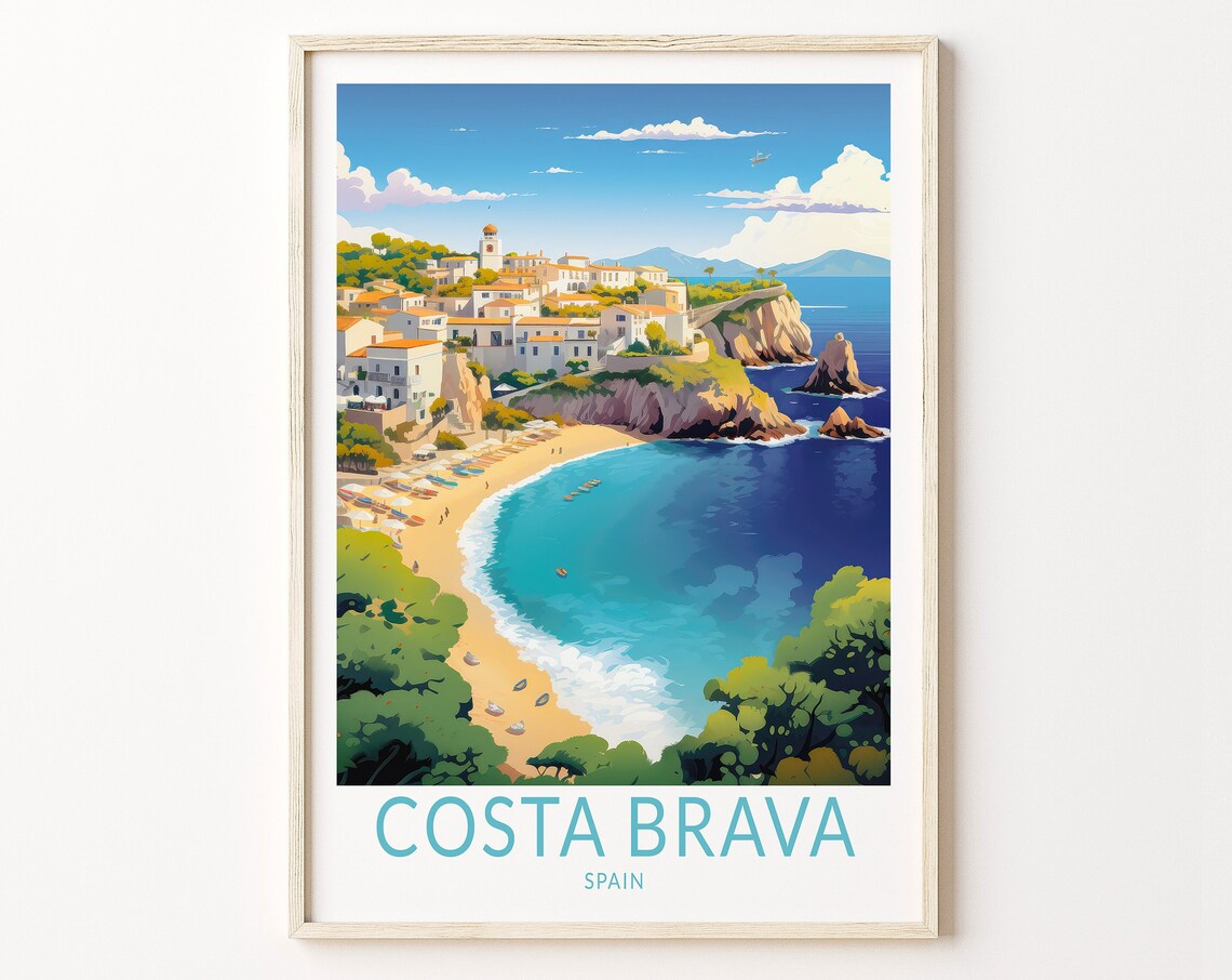 Costa Brava Spain Travel Poster, Coastal Landscape