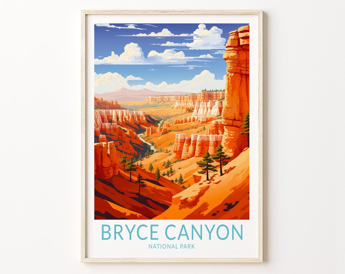 Bryce Canyon National Park Travel Poster, Utah Landscape
