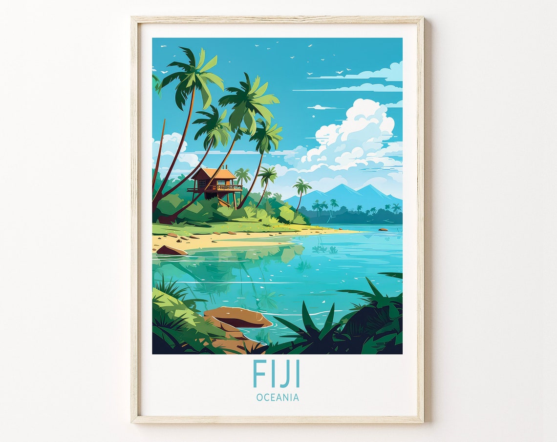 Fiji Oceania Travel Poster Fiji Poster Print Fiji Oceania Wall Art Fiji Coast Wall Decor Travel Poster Wedding Gifts