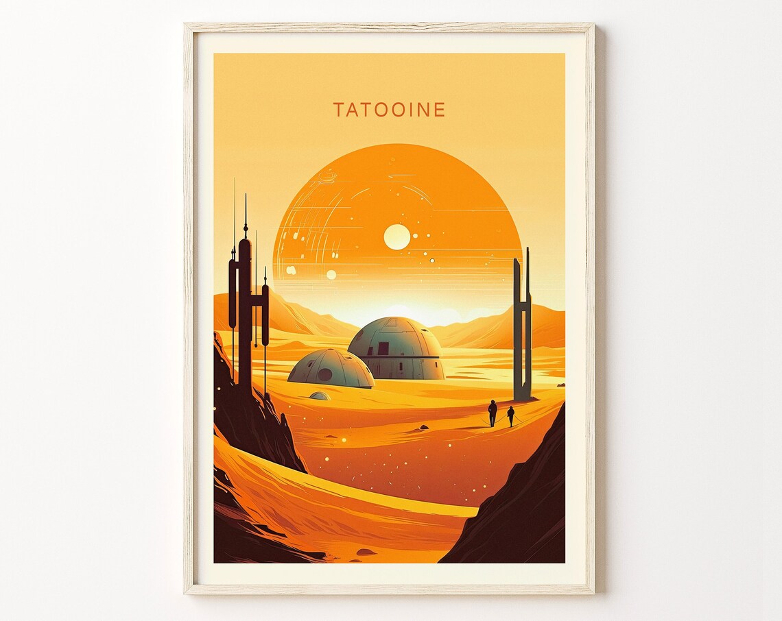 Tatooine Minimalist Retro Travel Poster Print