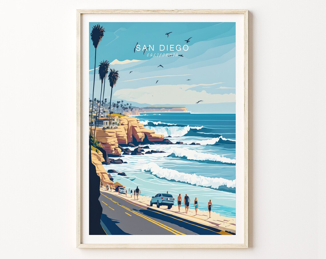 La Jolla San Diego Coastal Travel Poster, Minimalist