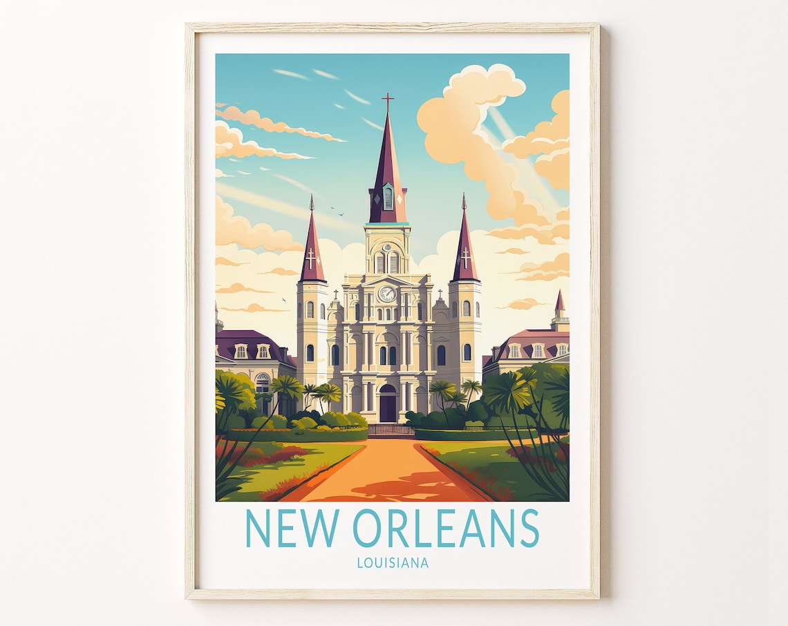 New Orleans Travel Poster, Louisiana Travel Print