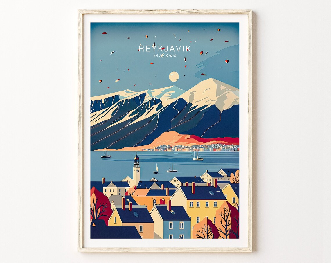 Reykjavík Minimalist Travel Poster, Iceland Wall Art