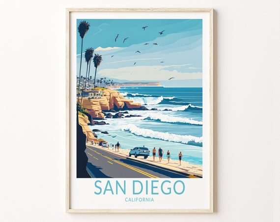 San Diego La Jolla Coastal Travel Poster Print