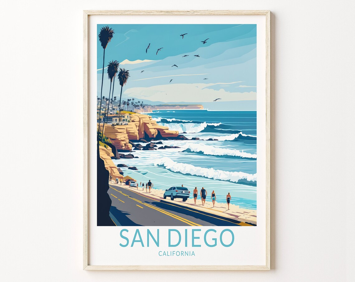 San Diego La Jolla Coastal Travel Poster Print