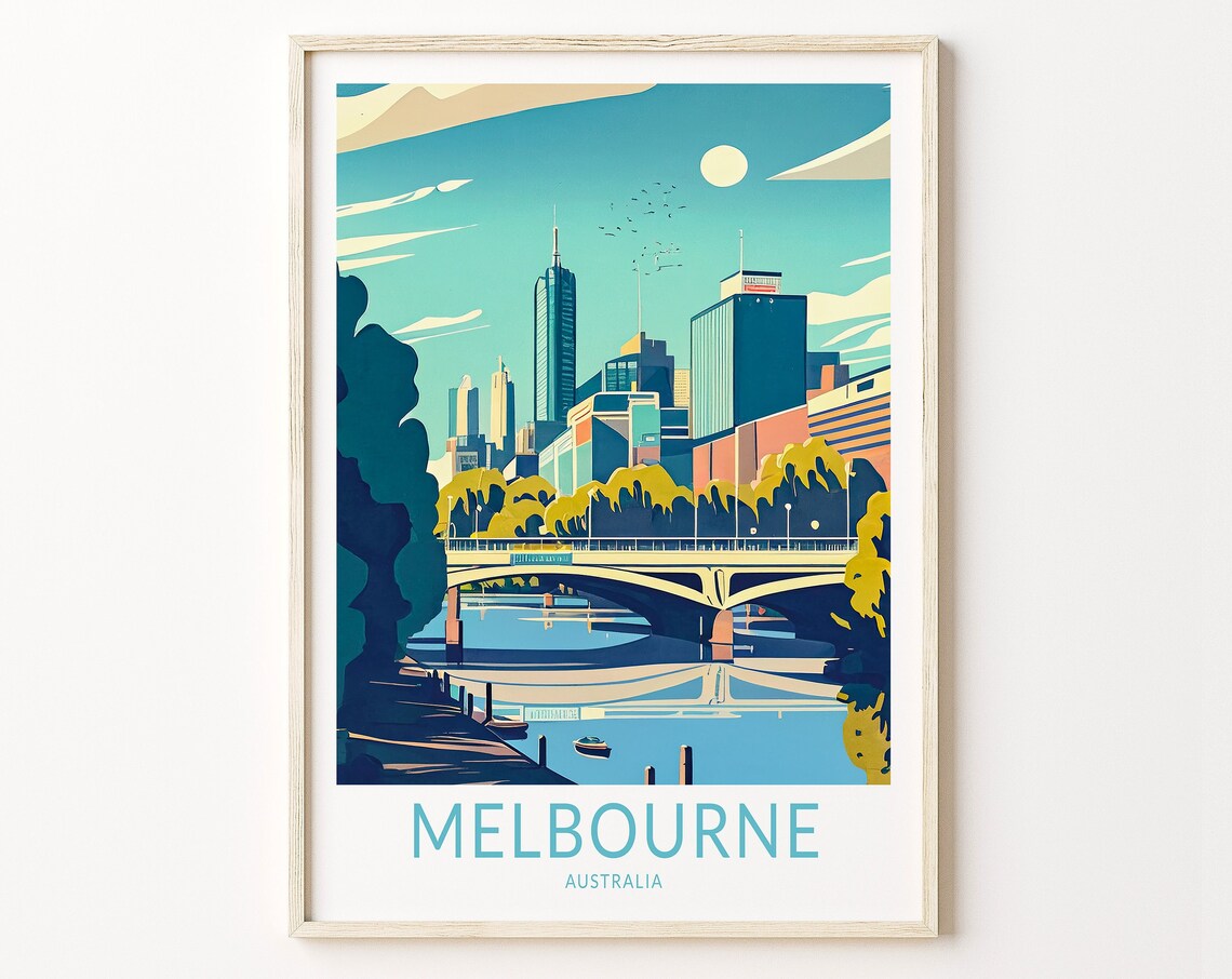 Melbourne City Travel Poster, Australia Travel Art Print