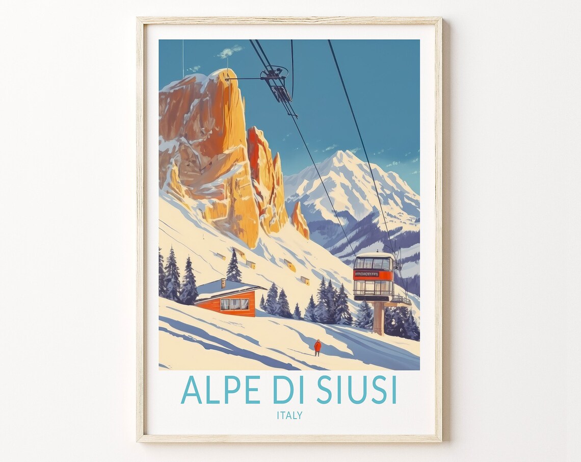 Alpe Di Siusi Italy Travel Poster Alpe Di Siusi Mountains Travel Wall Art Italy Alpines Wall Art Alpe Di Siusi Travel Wall Decor
