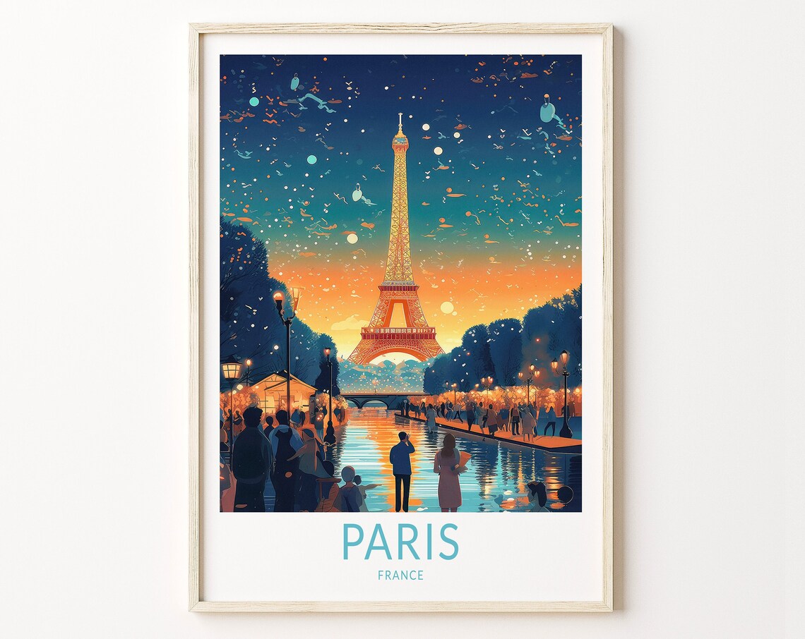 Paris Eiffel Tower Travel Poster, Europe Wall Art