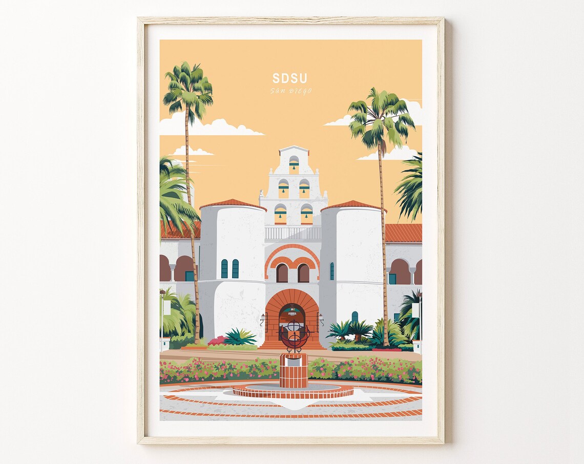 San Diego State University Travel Poster, Campus Art
