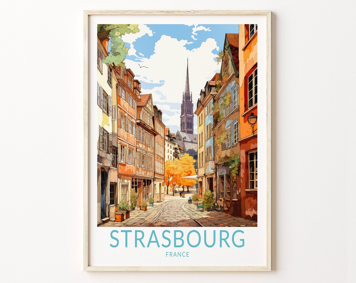 Strasbourg France Travel Poster, City Wall Art