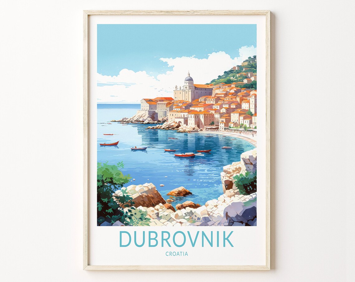 Dubrovnik Croatia Travel Poster, City Wall Decor