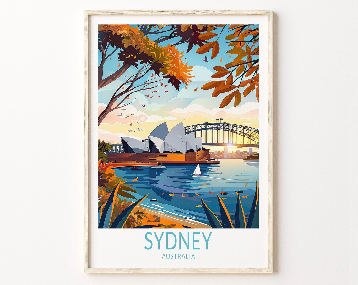 Sydney Australia Travel Poster, City Travel Art Print