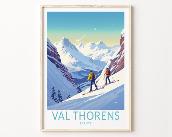 Val Thorens Ski Travel Print Val Thorens France Travel Poster Home Decor Wall Art France Winter Ski Travel Print Travel Gifts