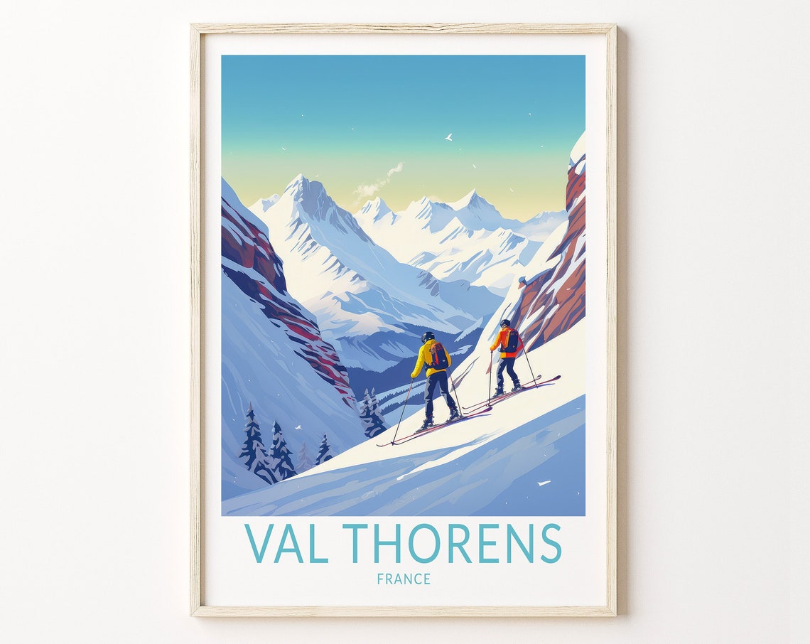 Val Thorens Ski Travel Print Val Thorens France Travel Poster Home Decor Wall Art France Winter Ski Travel Print Travel Gifts