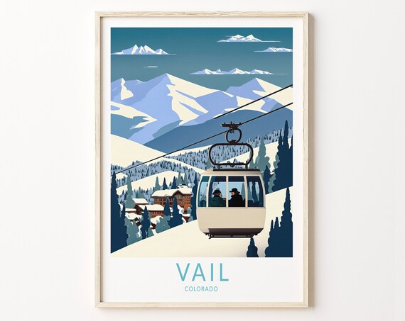 Vail Colorado Ski Travel Poster, Winter Travel Print