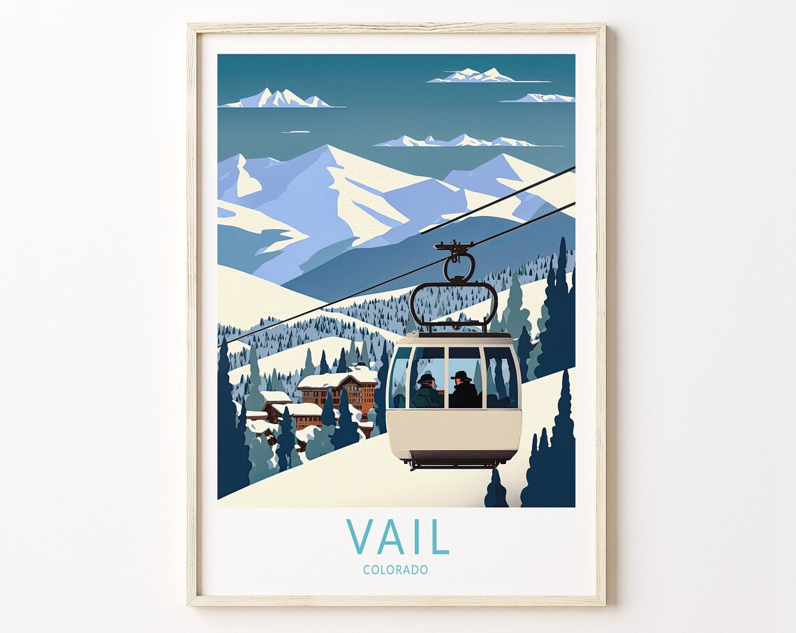 Vail Colorado Ski Travel Poster, Winter Travel Print