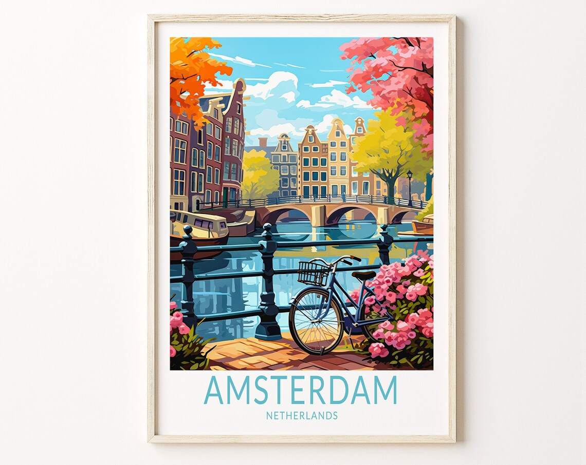 Amsterdam Travel Poster, Holland Travel Poster Print