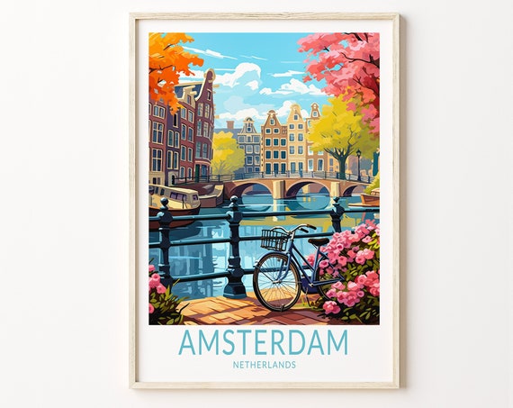 Amsterdam Travel Poster, Holland Travel Poster Print