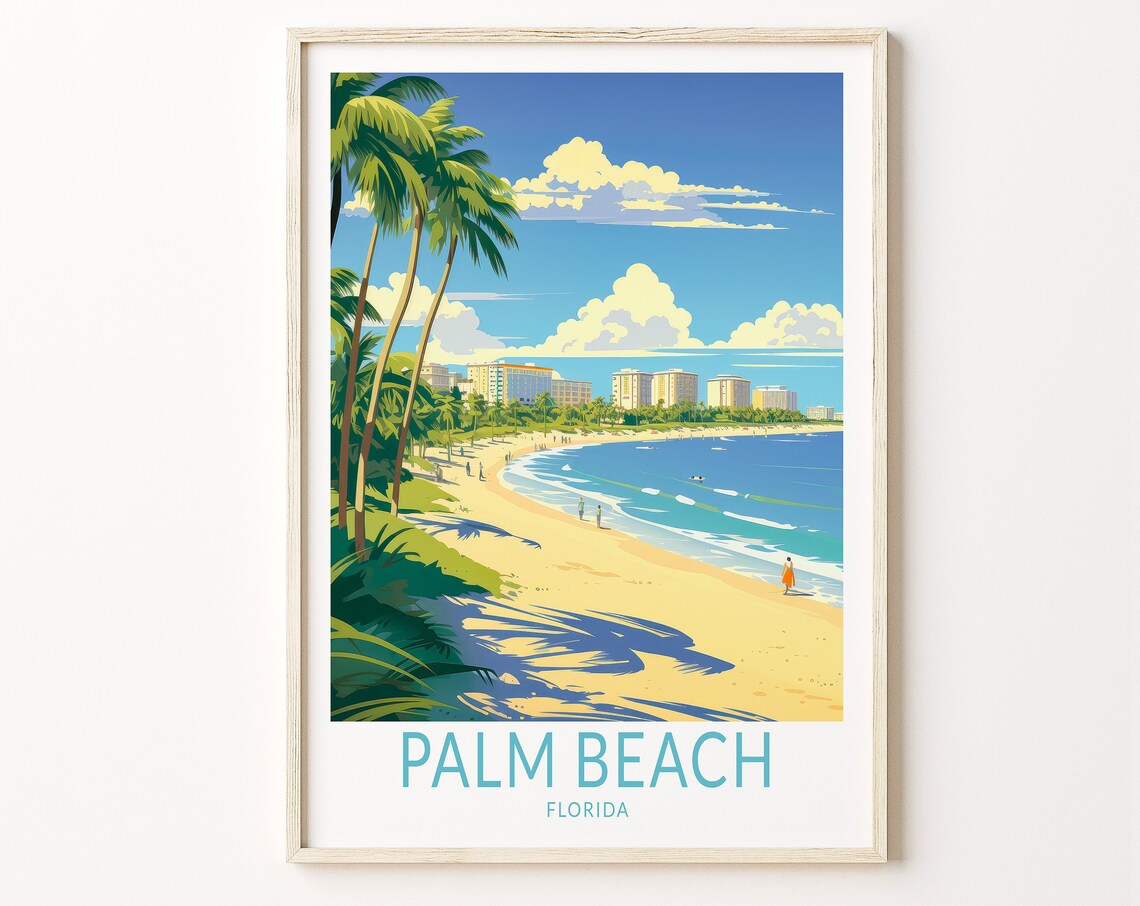 Palm Beach Travel Poster, Florida Personalized Print