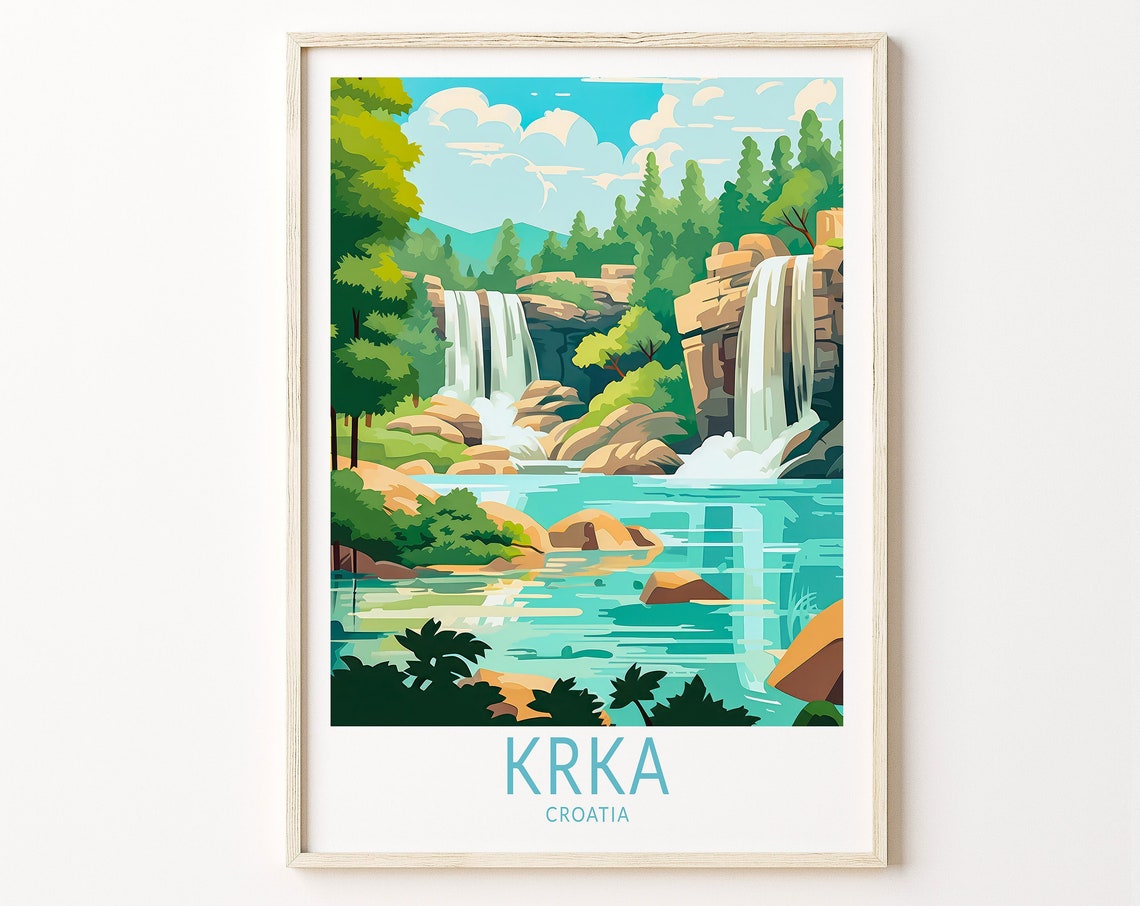 Krka Travel Poster Krka Croatia Poster Print Krka Wall Art Croatia Travel Custom Travel Gift Wall Art Birthday Gifts