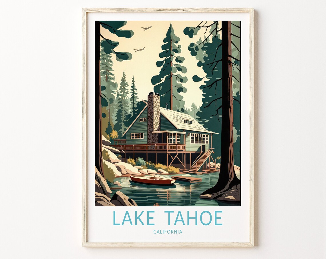 Lake Tahoe Travel Poster, California National Park