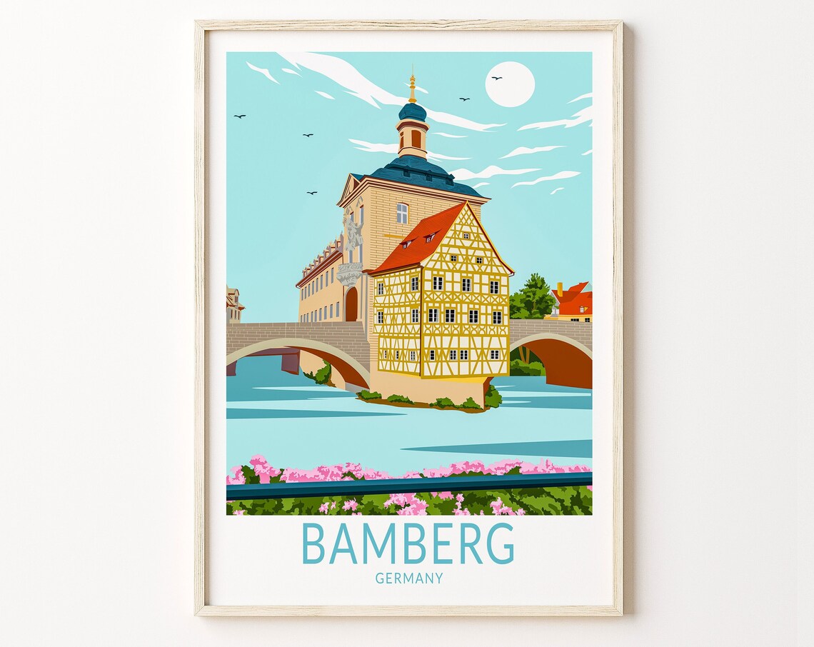 Bamberg Germany Travel Poster, Minimalist City Print