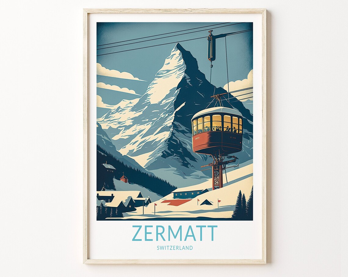 Zermatt Valais Canton Travel Poster, Switzerland
