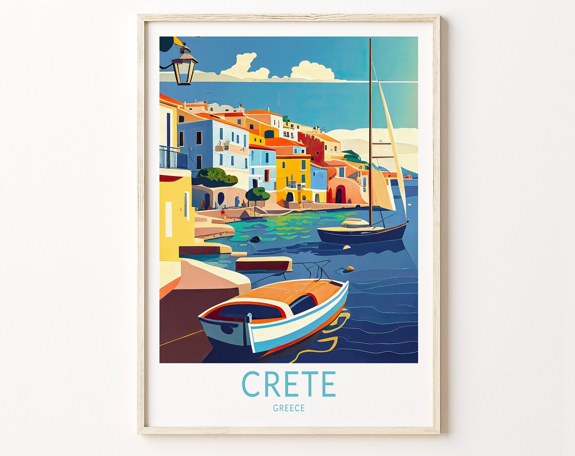 Crete Travel Poster, Greece Place Wall Art
