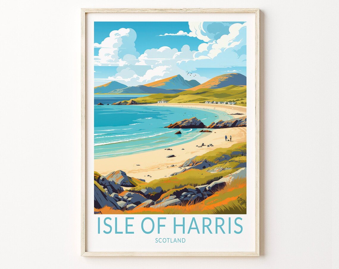 Isle Of Harris Travel Poster, Scotland Travel Print
