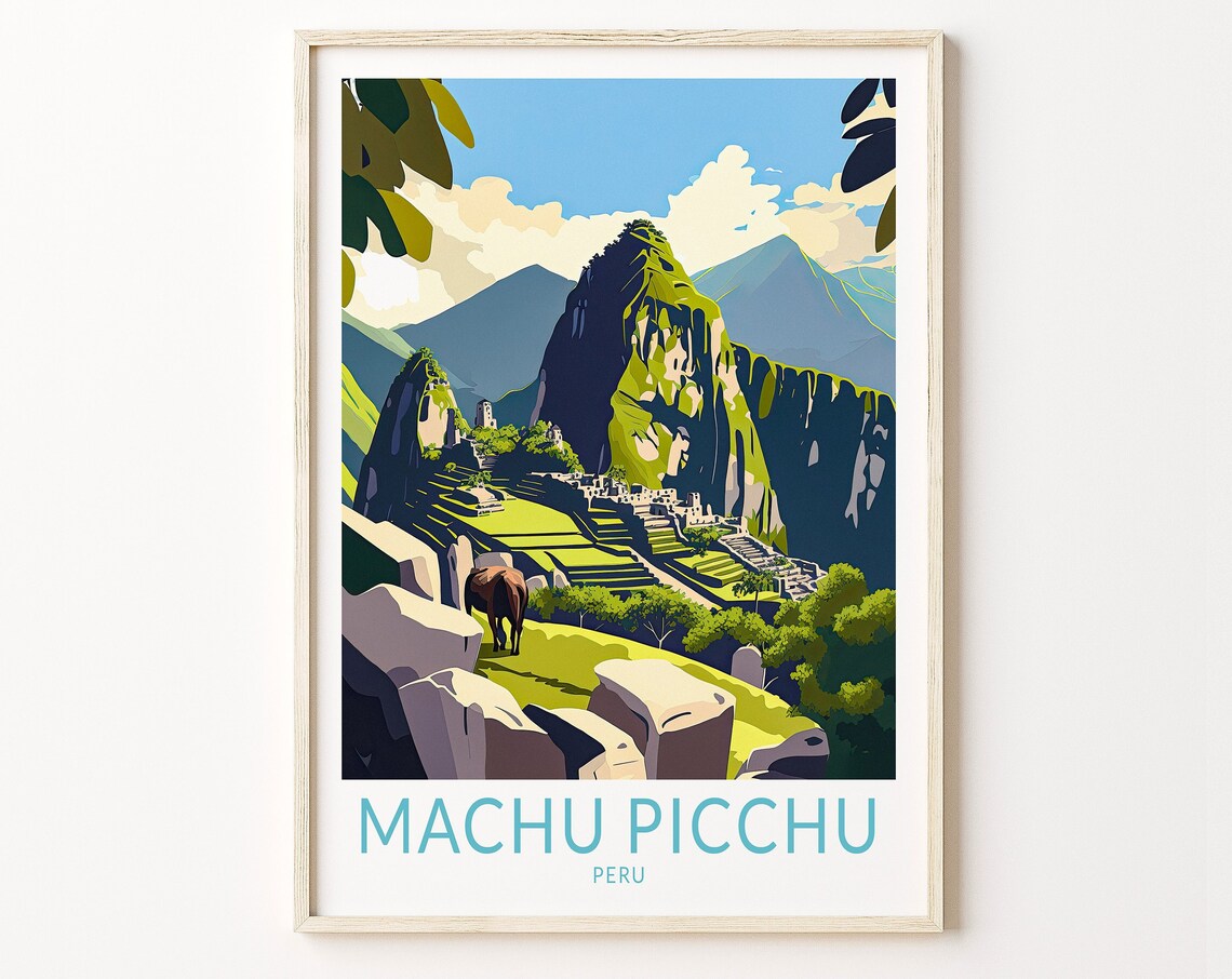 Machu Picchu Peru Travel Poster, Andes Mountains