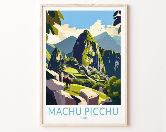 Machu Picchu Peru Travel Poster, Andes Mountains