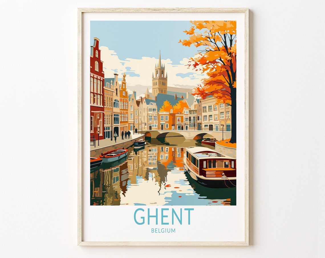 Ghent Belgium Travel Poster Ghent Europe Travel Postcard Custom Travel Poster Personalized Travel Poster Birthday Gifts