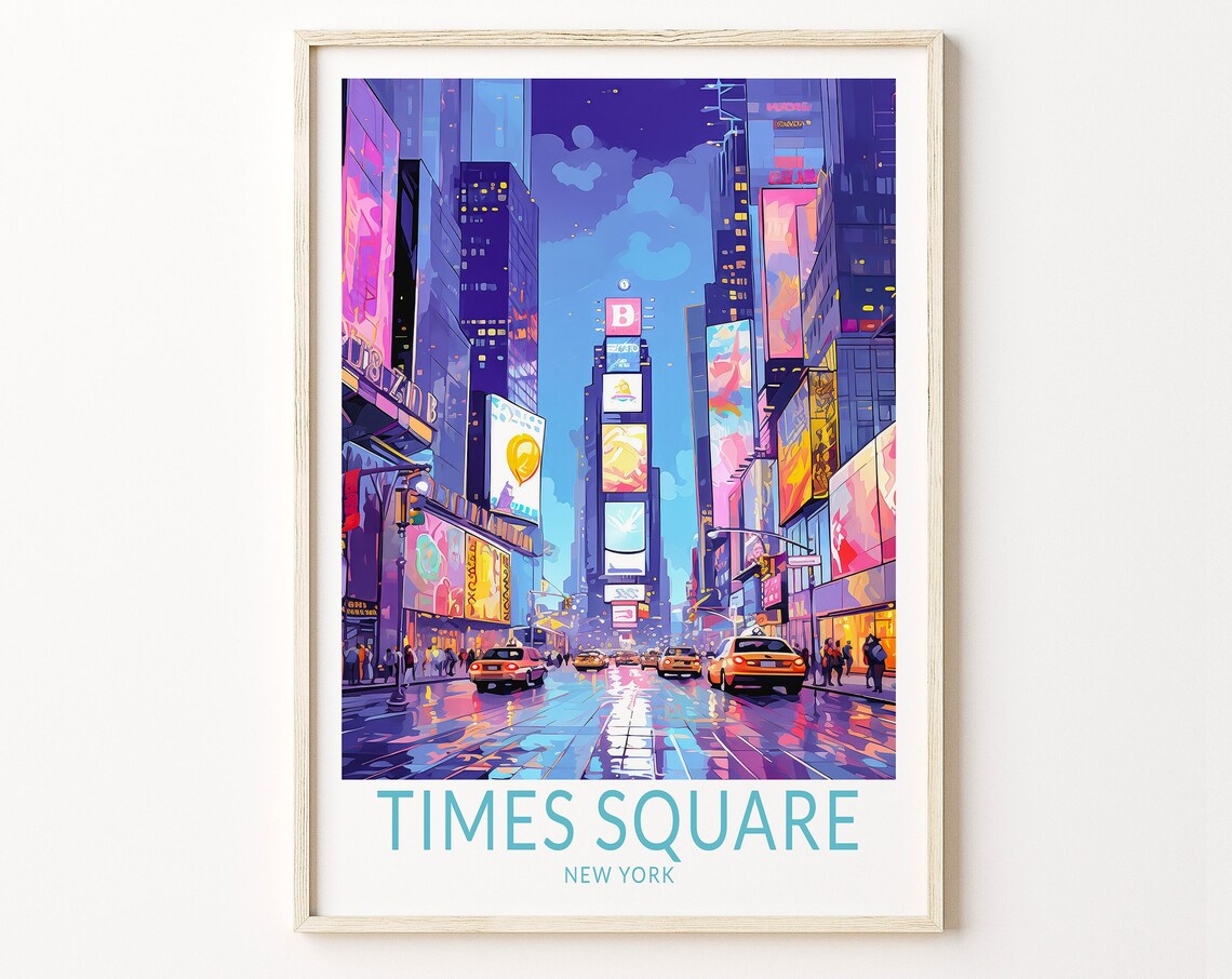 Times Square New York Travel Poster, Wall Art Print