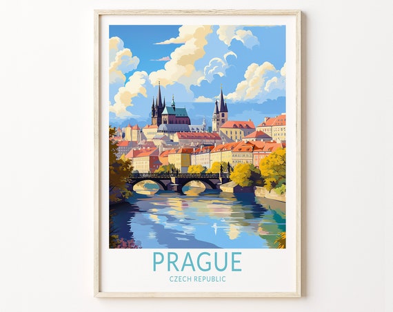 Prague Travel Poster Print, European Wall Decor