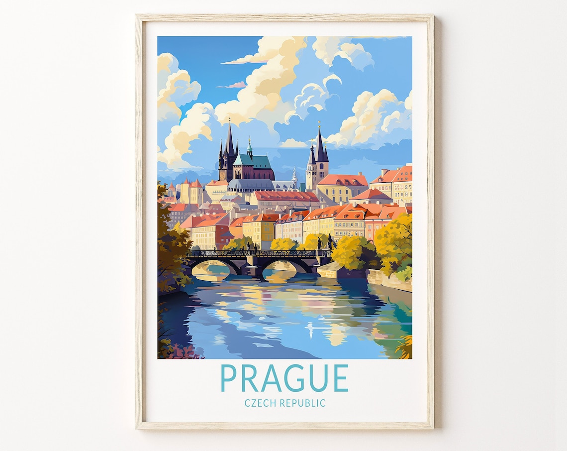 Prague Travel Poster Print, European Wall Decor
