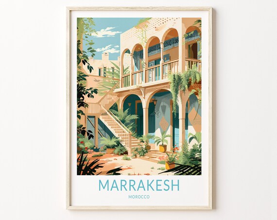 Marrakesh Travel Print Marrakesh Morocco Travel Poster Travel Wall Art Marrakesh Artwork Morocco Travel Gift Wall Decor