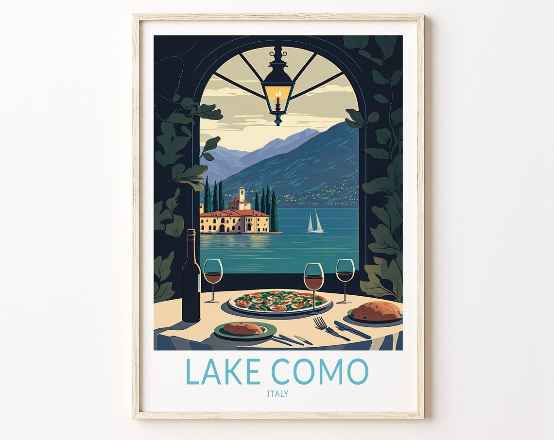 Lake Como Italy Travel Poster, Italy Wall Decor