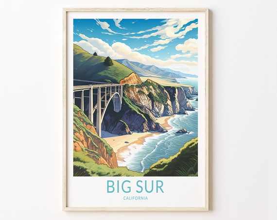 Big Sur Travel Poster, California Travel Art Print