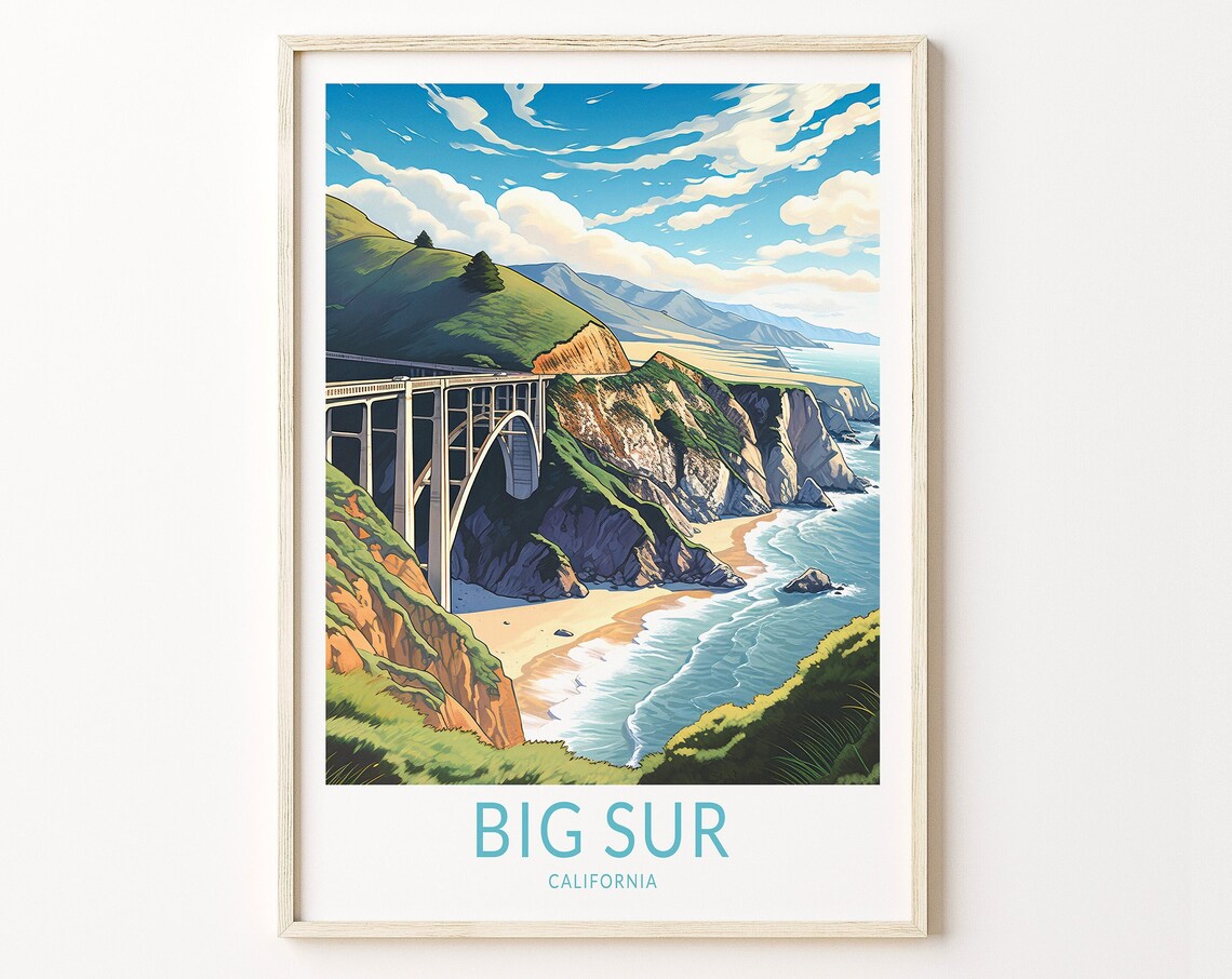 Big Sur Travel Poster, California Travel Art Print