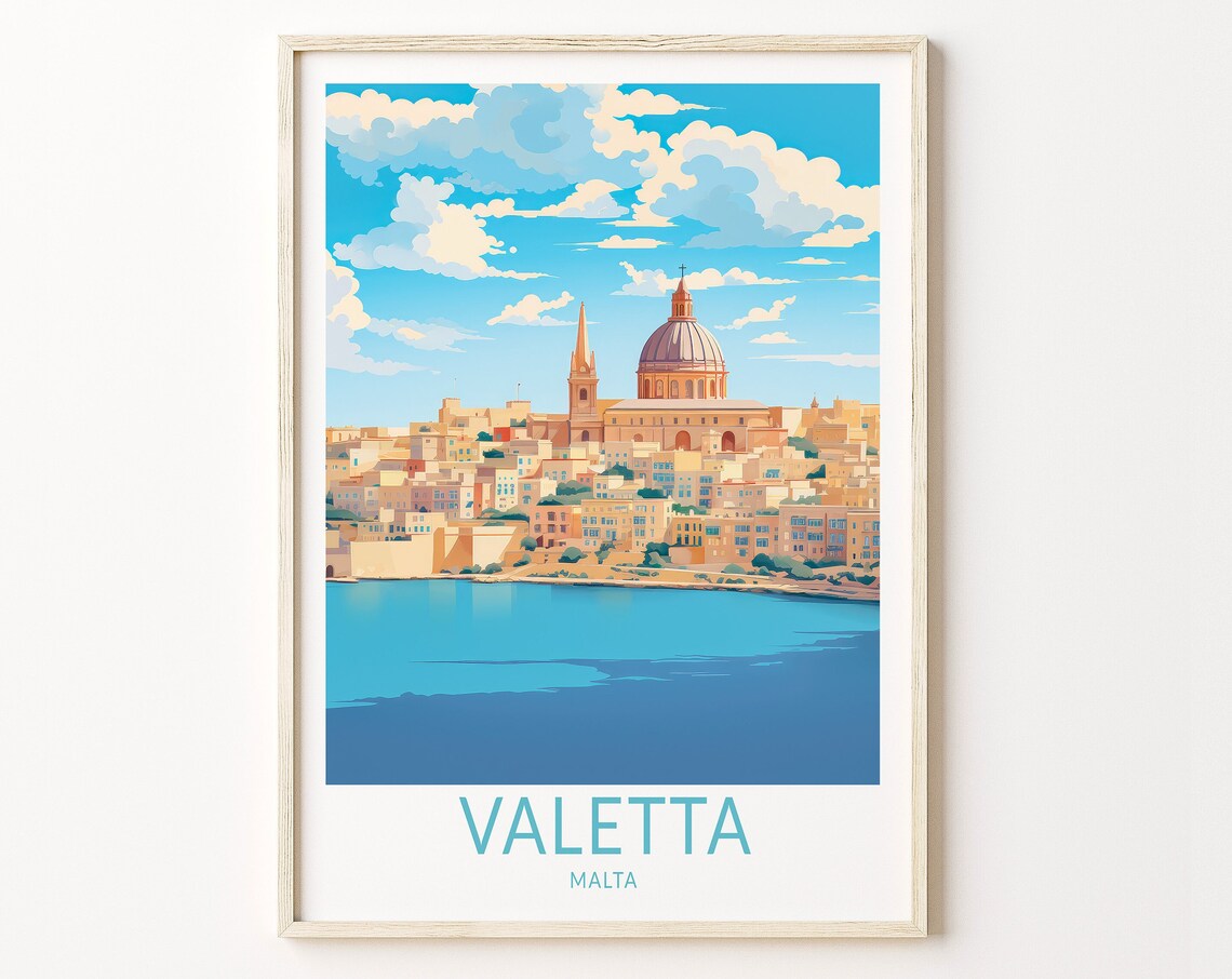 Valletta Malta Travel Poster, European City Print