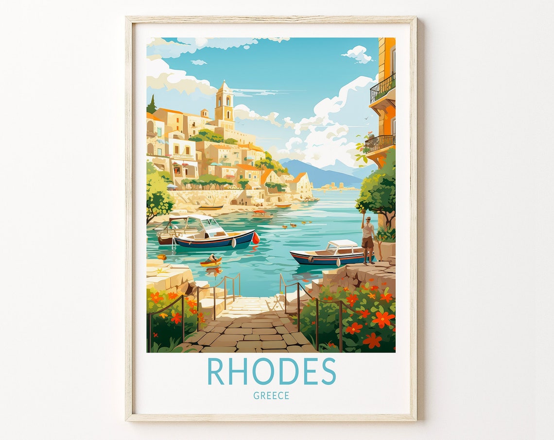 Rhodes Greece Travel Print Rhodes Travel Art Wall Decor Greece Home Decor Wall Art City Travel Poster Gifts Birthday Gift