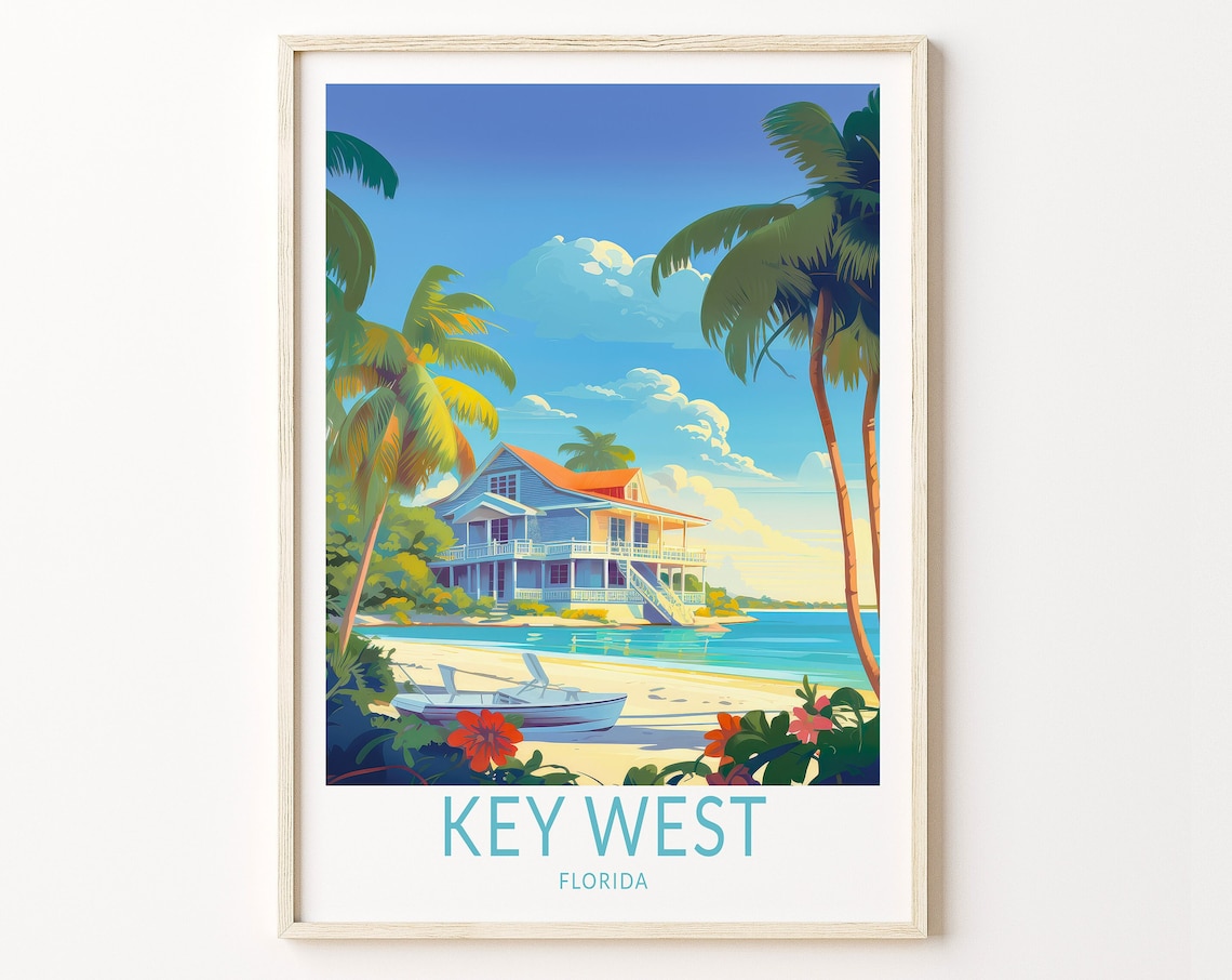 Key West Travel Poster, Florida Island Art Print