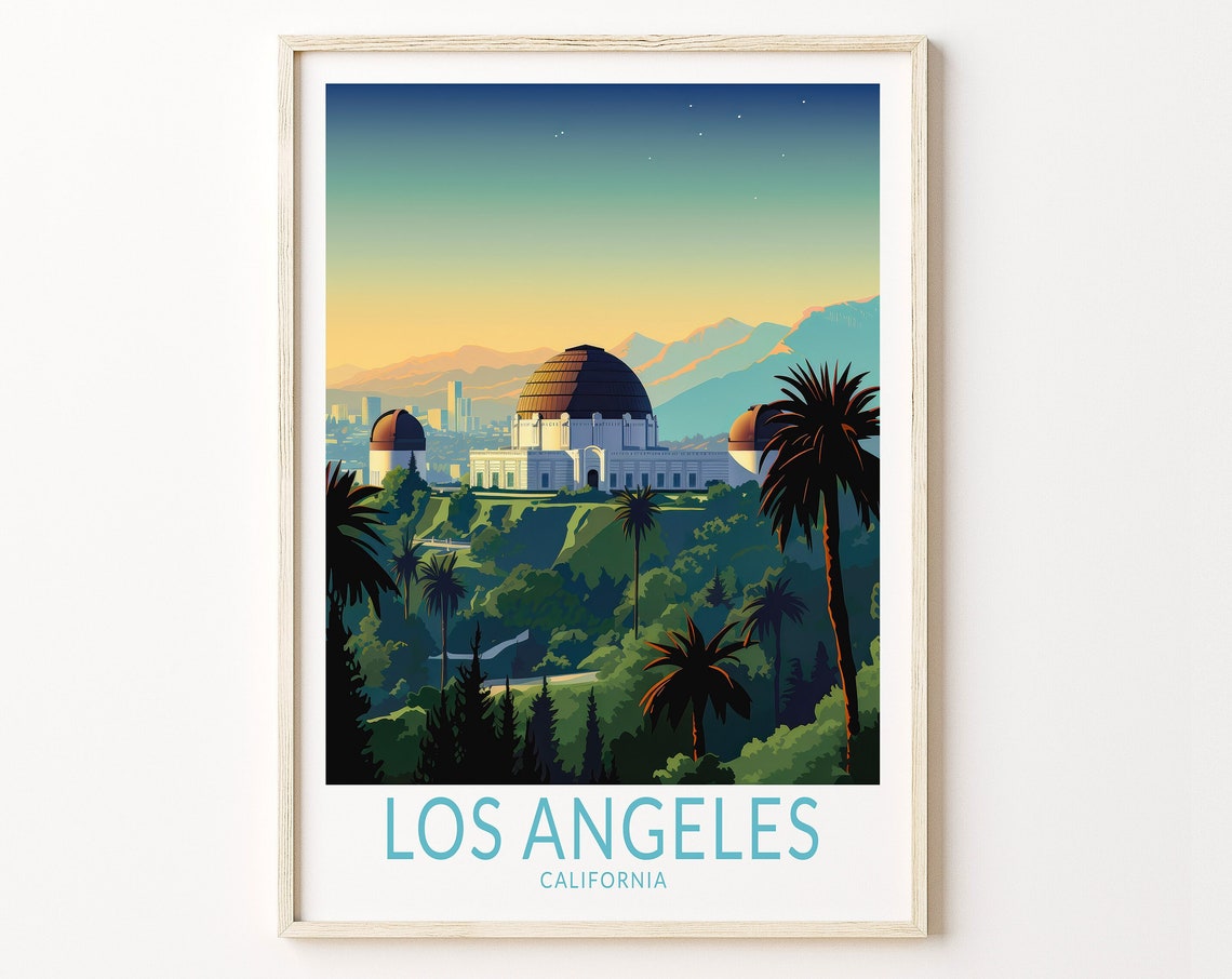 Los Angeles California Griffith Observatory Sunset Skyline Poster