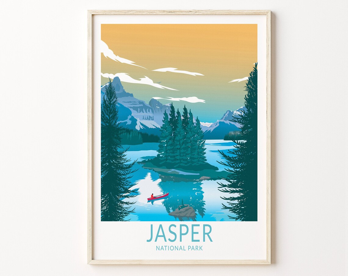 Jasper National Park Travel Poster, Canada Postcard