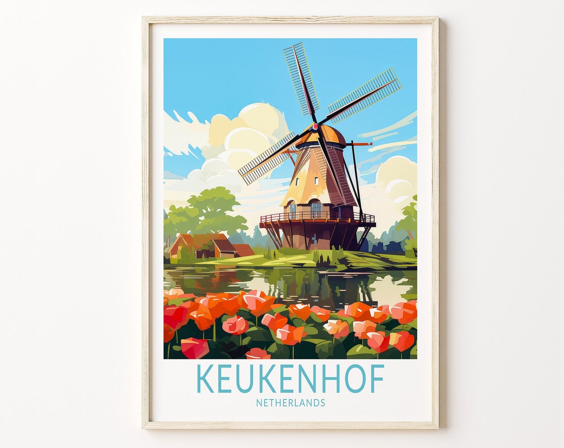 Keukenhof Travel Poster Keukenhof Netherlands Travel Print Flower Gardens Poster Honeymoon Birthday Gifts