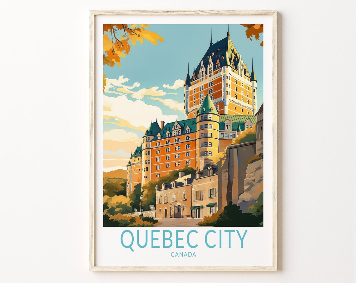 Quebec City Canada Chateau Frontenac Autumn Vintage Travel Poster