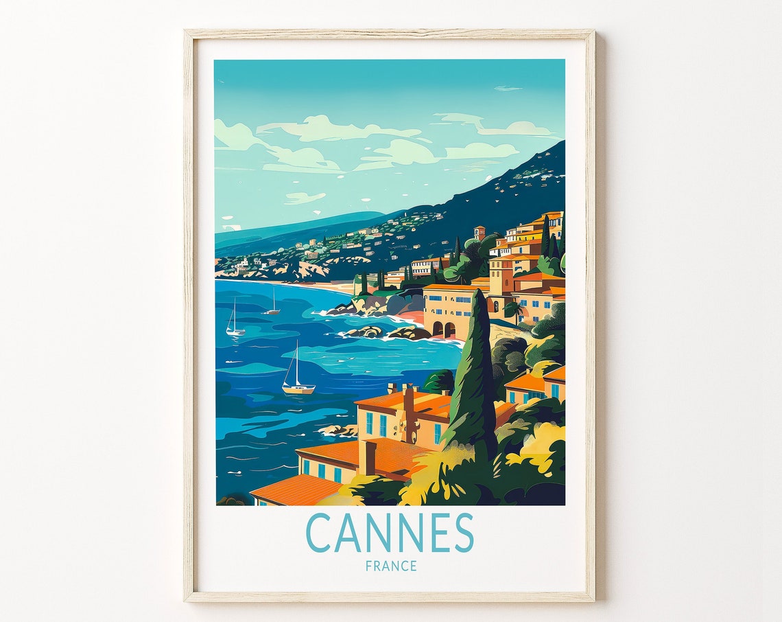 Cannes France Travel Poster France Wall Art French Riviera Poster France Gifts Custom City Travel Poster Wedding Gifts