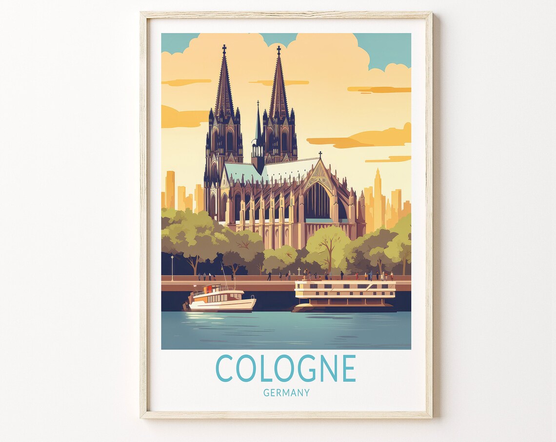 Cologne Travel Poster, Germany Travel Poster Print