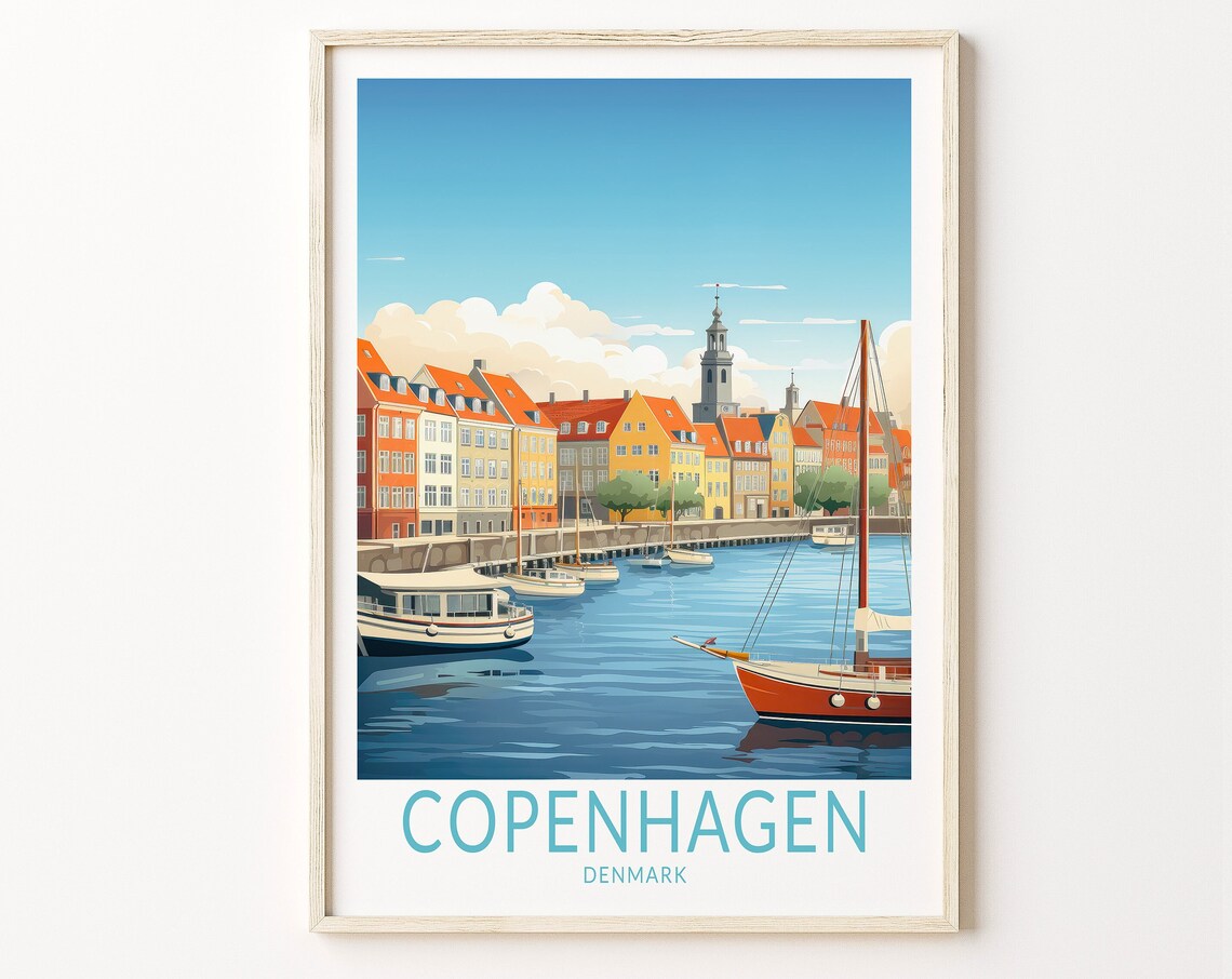 Copenhagen Denmark Travel Poster, Travel Poster